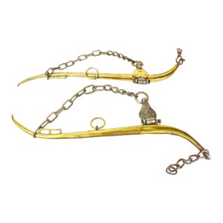 Antique English Double-Cased Solid Brass Horse Hames—A Pair For Sale