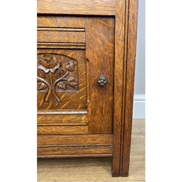 Brown Antique French Oak Bedside Table with Marble Top For Sale - Image 8 of 12