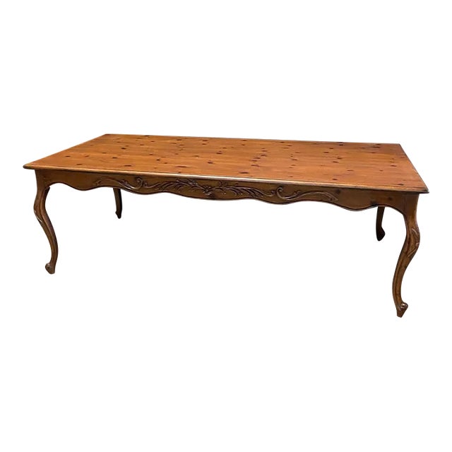 Louis XV Carved Country French Provincial Style Pine Dining Table For Sale