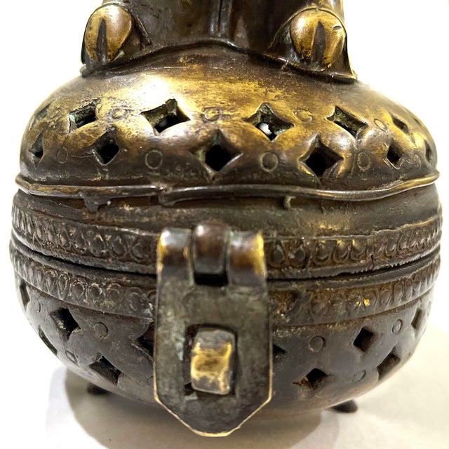 Antique Asian Bronze Horse Censer/Storage Box For Sale - Image 6 of 11