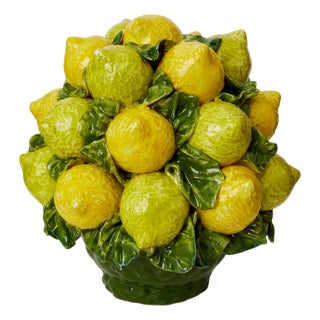 Decorative Porcelain Basket of Lemons For Sale