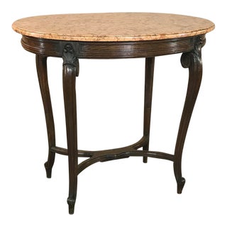 19th Century French Louis XV Oval Marble Top End Table For Sale