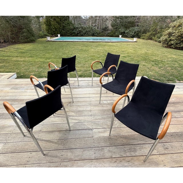 Set of 6 Mid Century Chrome and Wood Dining Chairs For Sale - Image 15 of 18