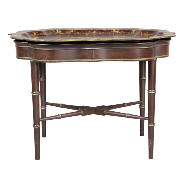 Victorian Victorian Papier Mache Tray Table For Sale - Image 3 of 12