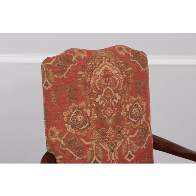 Pair of Henredon Mahogany Tapestry Upholstered Open Armchairs For Sale - Image 11 of 17