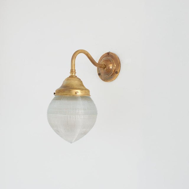 antique decorative acorn holophane brass wall light – b an elegant antique holophane brass wall light. The light has a...
