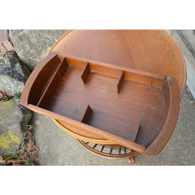 Antique Walnut Sewing Basket Table or Sewing Stand 1860s Rare For Sale - Image 10 of 12