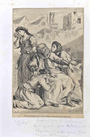 After Eugène Delacroix, Death of Goetz von Berlichingen, Woodcut, 1845