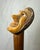Wood Antique 1800's Hand Carved Nut Wood Sterling Silver Man Face Walking Stick Cane For Sale - Image 7 of 17