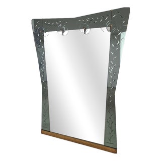 Large Entrance Mirror in Green Glass with Hangers, 1960s For Sale