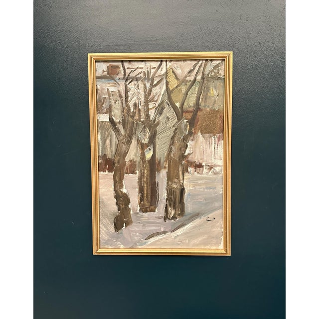 Winter Forest, 1950s, Oil Painting on Canvas, Framed For Sale - Image 11 of 15