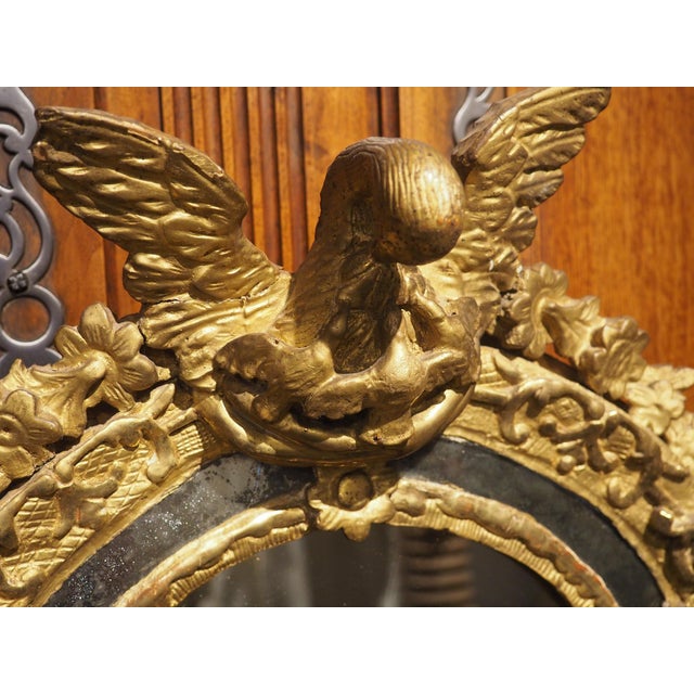 18th Century French Parecloses Giltwood Mirror, the Pelican in Her Piety For Sale - Image 12 of 15