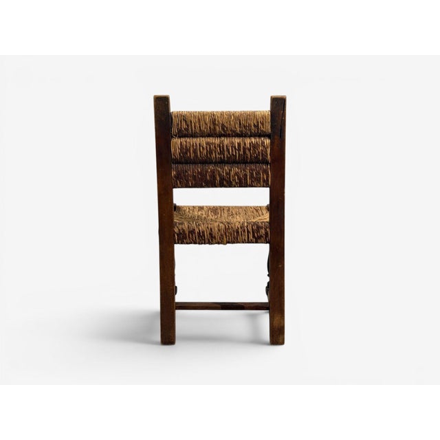 Charles Dudouyt, Six Rustic Dining Chairs, Oak, Rush, France, 1940s For Sale - Image 16 of 16