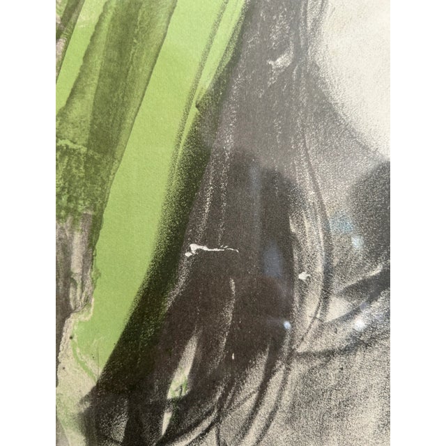 Chartreuse 1970’s Vintage Lithograph of Mother and Daughter Signed & Numbered Framed For Sale - Image 8 of 9