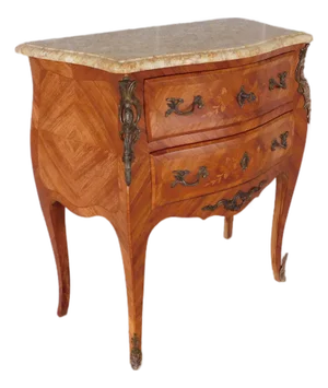 French Louis XV Style Marble Top Vintage 2 Drawer Commode 31.25"w