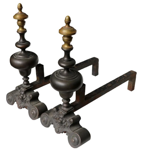 Mid 20th Century Cast Iron Andirons, Pair For Sale - Image 5 of 5