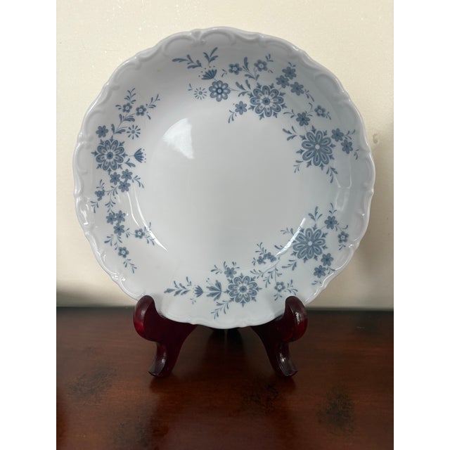 Set of four exquisitely, beautiful coupe porcelain bowls, Bavarian Blue pattern, made in West Germany The balls measure...