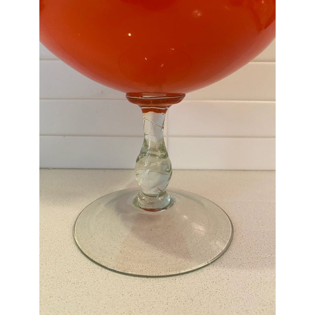 Mid-Century Modern Murano Mid-Century Orange Glass Footed Bowl For Sale - Image 3 of 4
