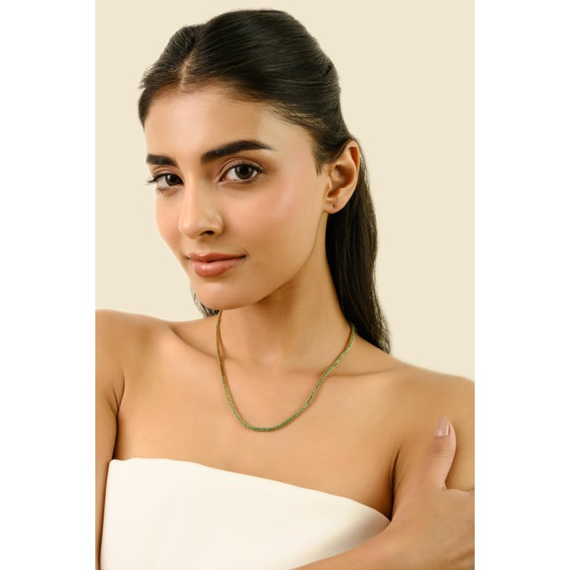 VRJewels Modernist 6.82 Ct Natural Round Emerald Tennis Necklace in Solid 14k Gold For Sale - Image 10 of 18