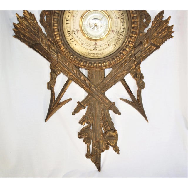 Antique Late 19th Century French Barometer Gold Gilded Wood Frame For Sale In San Francisco - Image 6 of 9