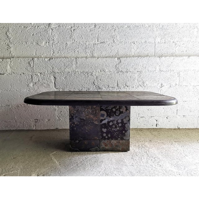 Brutalist Brutalist Stone and Brass Coffee Table attributed to Paul Kingma, 1970s For Sale - Image 3 of 16