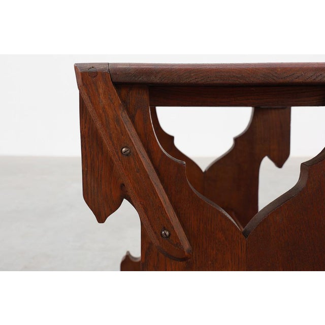 Wood Belgian Arts & Crafts Oak Stool, 1890 For Sale - Image 7 of 10