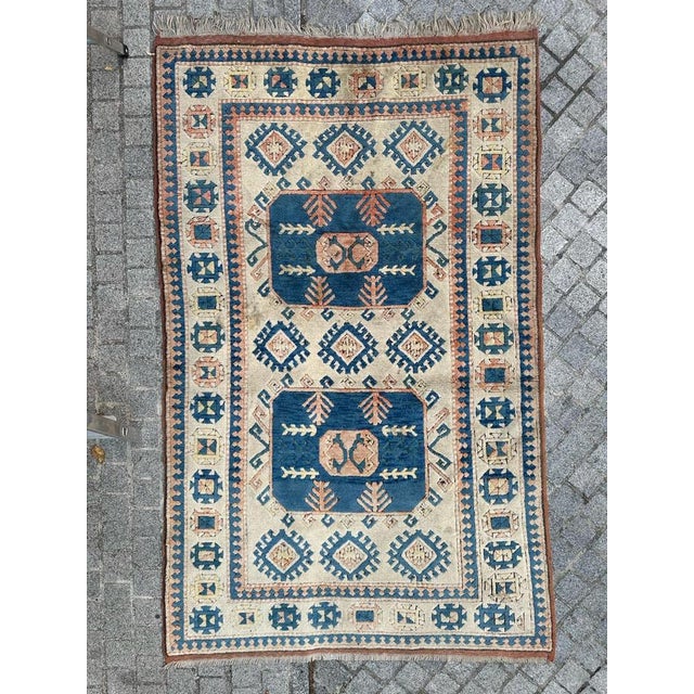 "Beautiful Mid-Century Turkish Kars Rug with Stunning Kazak Design This exquisite Turkish Kars rug, crafted in the mid-...