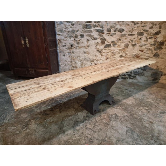 Antique Early 20th Century Industrial French Table with Cast Iron Base and Pine Top For Sale - Image 18 of 18