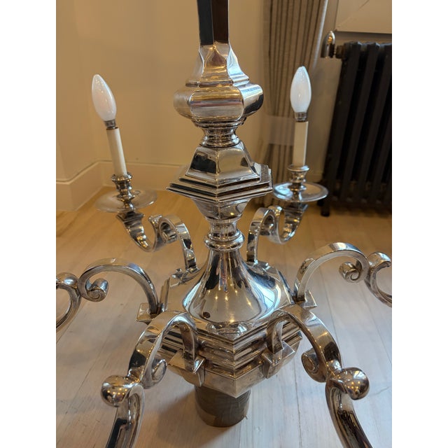 Early 20th Century Six-Arm Sterling Silver Chandelier For Sale - Image 4 of 7
