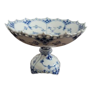 Royal Copenhagen Blue Fluted Full Lace Footed Compote