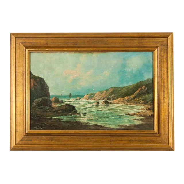 1930s Western Coastal Landscape Oil Painting, Framed For Sale