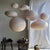 Large Round Pink Japanese-Style Rattan and Natural Linen Pendant Light For Sale - Image 12 of 18
