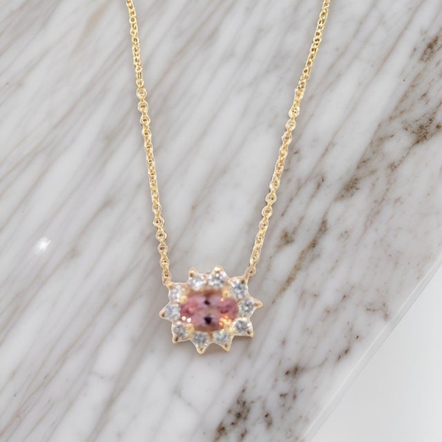 White Natural Tourmaline Diamond Pendant Necklace 18" 14k YG 1.40 TCW Certified For Sale - Image 8 of 12