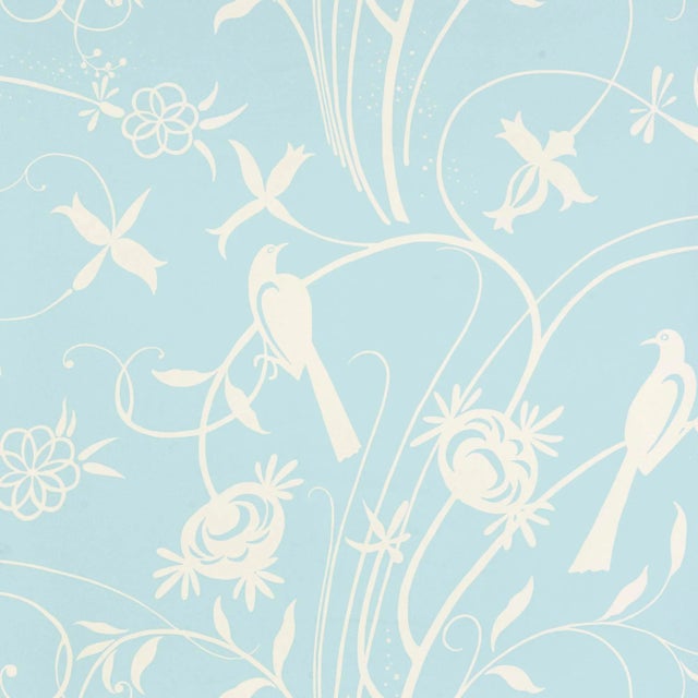 Sample - Schumacher Sky Meadow Wallpaper in Light Blue For Sale