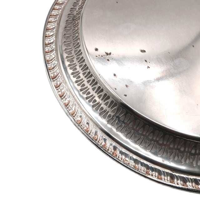1970s Leonard Silver Reticulated Serving Tray For Sale - Image 4 of 5