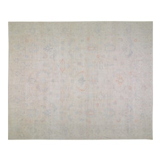 Turkish Oushak Hand Knotted Wool Rug, 12'1"x14'8" For Sale