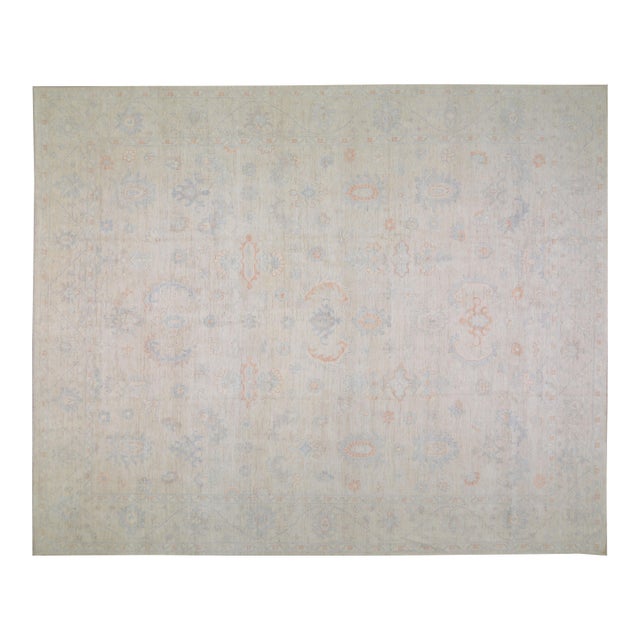 Turkish Oushak Hand Knotted Wool Rug, 12'1"x14'8" For Sale