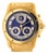 Vintage Cartier Ronde Blue Chronograph 18k Gold 30mm Watch For Sale