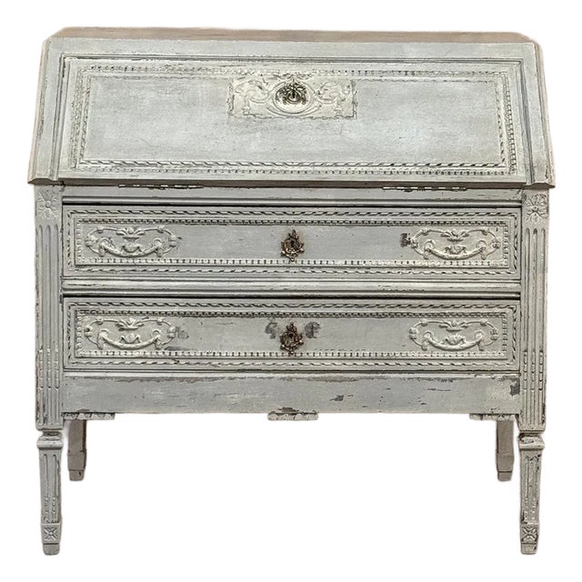 19th Century Country French Louis XVI Painted Secretaire For Sale