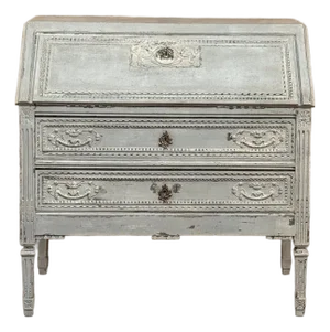 19th Century Country French Louis XVI Painted Secretaire