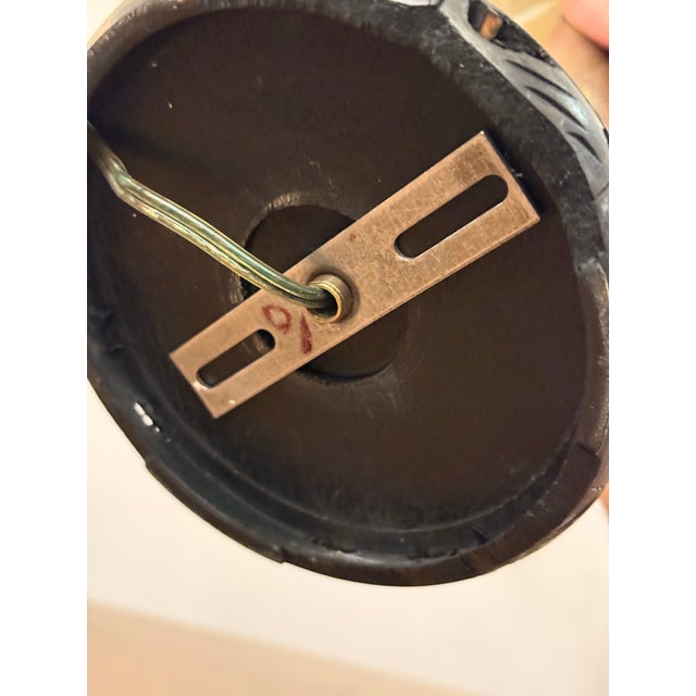 Vintage Brass Table Lamp + Scallop Shade For Sale - Image 11 of 12