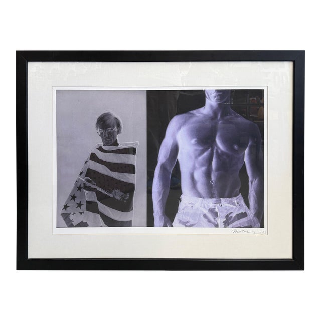 Christopher Makos Signed Print of Andy Warhol Wrapped in American Flag For Sale
