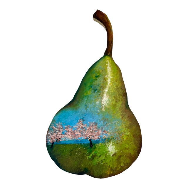 Jacques Halbert Oil Painting “Cherry Blossoms/Pear” With Jefferson Monument Collage For Sale