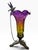 Beautiful vintage table lamp featuring a dramatic hand-blown style art glass flower shade in saturated purple, amber, and...
