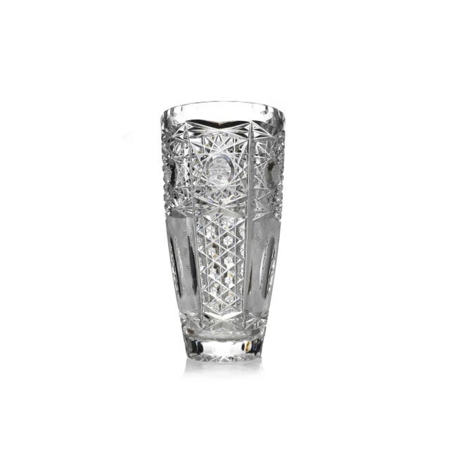 Glass Late 20th Century Bohemian Queen Lace Crystal Cut Bud Vase For Sale - Image 7 of 7
