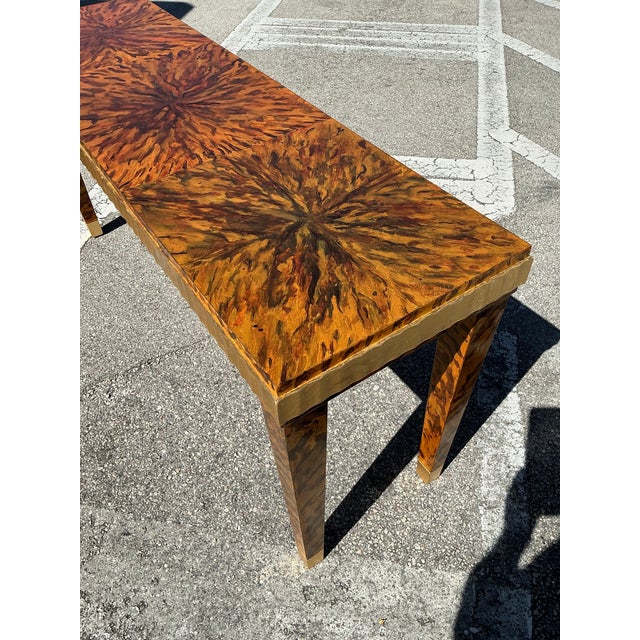 Vintage Fluted Edge Tortoise Faux Finished Lane Console Table For Sale - Image 11 of 12