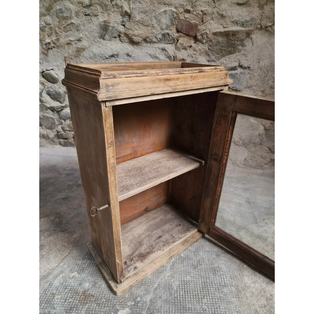 Antique French Wall Cabinet in Pine and Oak with Glass Door, 1850s For Sale - Image 5 of 18