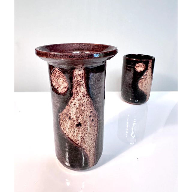 1970s Modern Danish Studio Ceramic Art Vases from Ravnild Denmark, 1970s, Set of 2 For Sale - Image 5 of 9