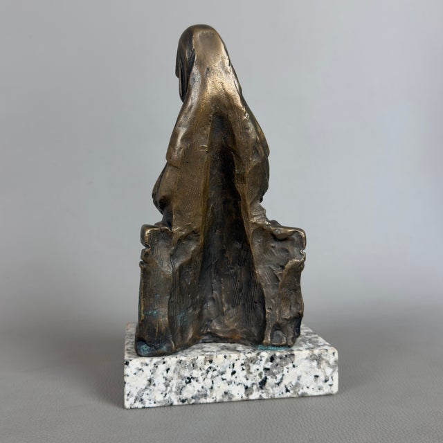 20th Century Sacred Religious Figure Saint with Book in Bronze with Marble Base For Sale - Image 3 of 11