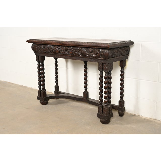 R. J. Horner Renaissance Revival Carved Oak Console Table, Circa 1890s For Sale - Image 11 of 11